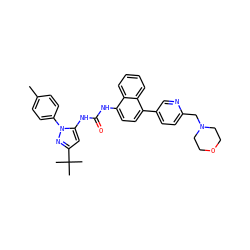 Cc1ccc(-n2nc(C(C)(C)C)cc2NC(=O)Nc2ccc(-c3ccc(CN4CCOCC4)nc3)c3ccccc23)cc1 ZINC000016052395
