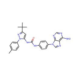 Cc1ccc(-n2nc(C(C)(C)C)cc2NC(=O)Nc2ccc(-n3cnc4c(N)ncnc43)cc2)cc1 ZINC000034783328