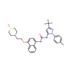 Cc1ccc(-n2nc(C(C)(C)C)cc2NC(=O)Nc2ccc(OCCN3CC[S+]([O-])CC3)c3ccccc23)cc1 ZINC000027524802