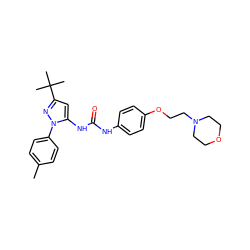 Cc1ccc(-n2nc(C(C)(C)C)cc2NC(=O)Nc2ccc(OCCN3CCOCC3)cc2)cc1 ZINC000013474656