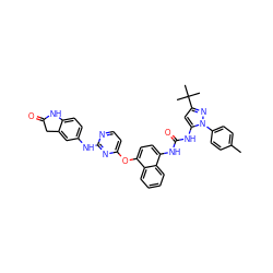 Cc1ccc(-n2nc(C(C)(C)C)cc2NC(=O)Nc2ccc(Oc3ccnc(Nc4ccc5c(c4)CC(=O)N5)n3)c3ccccc23)cc1 ZINC000211101278