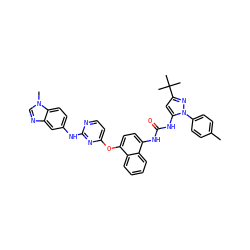 Cc1ccc(-n2nc(C(C)(C)C)cc2NC(=O)Nc2ccc(Oc3ccnc(Nc4ccc5c(c4)ncn5C)n3)c3ccccc23)cc1 ZINC000211081867