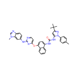 Cc1ccc(-n2nc(C(C)(C)C)cc2NC(=O)Nc2ccc(Oc3ccnc(Nc4ccc5ncn(C)c5c4)n3)c3ccccc23)cc1 ZINC000211025186