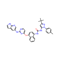 Cc1ccc(-n2nc(C(C)(C)C)cc2NC(=O)Nc2ccc(Oc3ccnc(Nc4cnc5[nH]ccc5c4)n3)c3ccccc23)cc1 ZINC000211025236