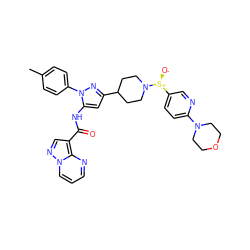 Cc1ccc(-n2nc(C3CCN([S@@+]([O-])c4ccc(N5CCOCC5)nc4)CC3)cc2NC(=O)c2cnn3cccnc23)cc1 ZINC000143381962