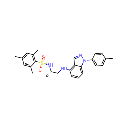 Cc1ccc(-n2ncc3c(NC[C@H](C)NS(=O)(=O)c4c(C)cc(C)cc4C)cccc32)cc1 ZINC000137413607