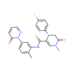 Cc1ccc(-n2ncccc2=O)cc1NC(=O)C1=CN(C)C(=O)C[C@H]1c1ccc(F)cc1 ZINC000118029085