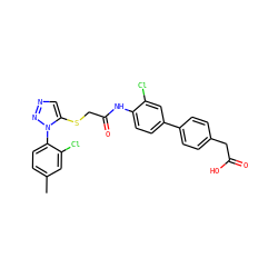 Cc1ccc(-n2nncc2SCC(=O)Nc2ccc(-c3ccc(CC(=O)O)cc3)cc2Cl)c(Cl)c1 ZINC000042875351