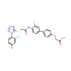 Cc1ccc(-n2nnnc2SCC(=O)Nc2ccc(-c3ccc(OCC(=O)O)cc3)cc2Cl)c(Cl)c1 ZINC000044359144