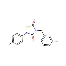 Cc1ccc(-n2sc(=O)n(Cc3cccc(C)c3)c2=O)cc1 ZINC000084670117