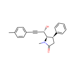 Cc1ccc(C#C[C@H](O)[C@H]2[C@@H](c3ccccc3)CC(=O)N2C)cc1 ZINC000028461636