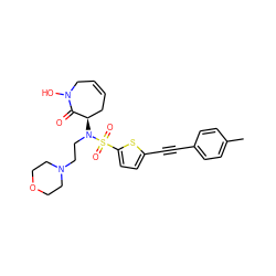 Cc1ccc(C#Cc2ccc(S(=O)(=O)N(CCN3CCOCC3)[C@@H]3CC=CCN(O)C3=O)s2)cc1 ZINC000073162890