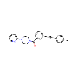 Cc1ccc(C#Cc2cccc(C(=O)N3CCN(c4ccccn4)CC3)c2)cc1 ZINC000066251818