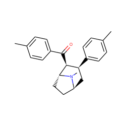 Cc1ccc(C(=O)[C@H]2[C@@H](c3ccc(C)cc3)C[C@H]3CC[C@H]2N3C)cc1 ZINC000195155540