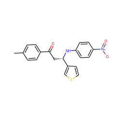 Cc1ccc(C(=O)C[C@H](Nc2ccc([N+](=O)[O-])cc2)c2ccsc2)cc1 ZINC000049803402