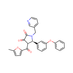 Cc1ccc(C(=O)C2C(=O)C(=O)N(Cc3cccnc3)[C@H]2c2cccc(Oc3ccccc3)c2)o1 ZINC000000632750