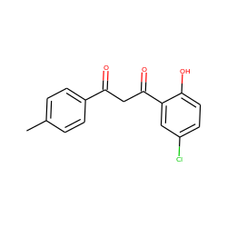 Cc1ccc(C(=O)CC(=O)c2cc(Cl)ccc2O)cc1 ZINC000100537074