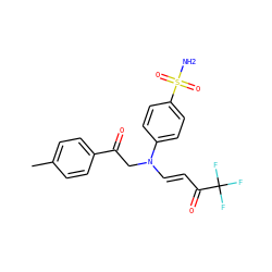 Cc1ccc(C(=O)CN(/C=C/C(=O)C(F)(F)F)c2ccc(S(N)(=O)=O)cc2)cc1 ZINC000148708684