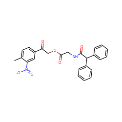 Cc1ccc(C(=O)COC(=O)CNC(=O)C(c2ccccc2)c2ccccc2)cc1[N+](=O)[O-] ZINC000008690003