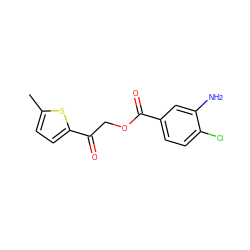 Cc1ccc(C(=O)COC(=O)c2ccc(Cl)c(N)c2)s1 ZINC000008342648