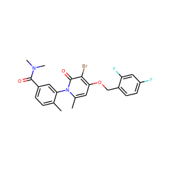 Cc1ccc(C(=O)N(C)C)cc1-n1c(C)cc(OCc2ccc(F)cc2F)c(Br)c1=O ZINC000072109886