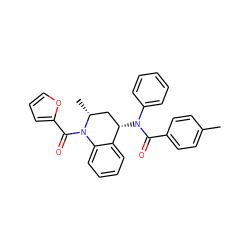 Cc1ccc(C(=O)N(c2ccccc2)[C@H]2C[C@@H](C)N(C(=O)c3ccco3)c3ccccc32)cc1 ZINC000002312836