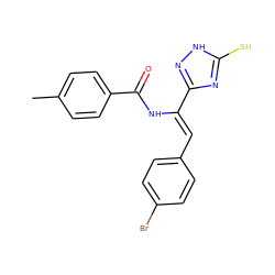 Cc1ccc(C(=O)N/C(=C\c2ccc(Br)cc2)c2n[nH]c(S)n2)cc1 ZINC000008667023