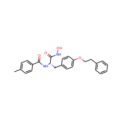 Cc1ccc(C(=O)N[C@@H](Cc2ccc(OCCc3ccccc3)cc2)C(=O)NO)cc1 ZINC000095561187