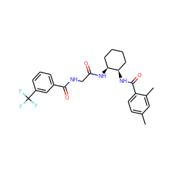 Cc1ccc(C(=O)N[C@@H]2CCCC[C@@H]2NC(=O)CNC(=O)c2cccc(C(F)(F)F)c2)c(C)c1 ZINC000029151313