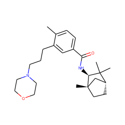 Cc1ccc(C(=O)N[C@H]2C(C)(C)[C@@H]3CC[C@@]2(C)C3)cc1CCCN1CCOCC1 ZINC000045320793