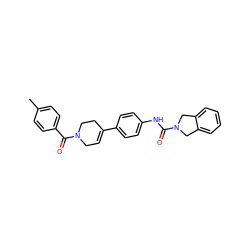 Cc1ccc(C(=O)N2CC=C(c3ccc(NC(=O)N4Cc5ccccc5C4)cc3)CC2)cc1 ZINC000167268211