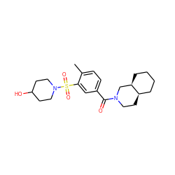 Cc1ccc(C(=O)N2CC[C@@H]3CCCC[C@@H]3C2)cc1S(=O)(=O)N1CCC(O)CC1 ZINC000029038100