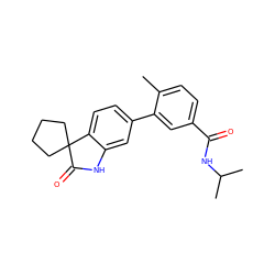 Cc1ccc(C(=O)NC(C)C)cc1-c1ccc2c(c1)NC(=O)C21CCCC1 ZINC000072109865