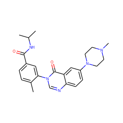 Cc1ccc(C(=O)NC(C)C)cc1-n1cnc2ccc(N3CCN(C)CC3)cc2c1=O ZINC000084670934