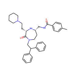 Cc1ccc(C(=O)NC[C@@H]2CCN(CC(c3ccccc3)c3ccccc3)C(=O)[C@H](CCN3CCCCC3)N2)cc1 ZINC001772585631