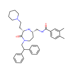 Cc1ccc(C(=O)NC[C@@H]2CCN(CC(c3ccccc3)c3ccccc3)C(=O)[C@H](CCN3CCCCC3)N2)cc1C ZINC000118686593