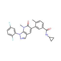 Cc1ccc(C(=O)NC2CC2)cc1-c1cc2cnn(-c3cc(F)ccc3F)c2n(C)c1=O ZINC000049067884