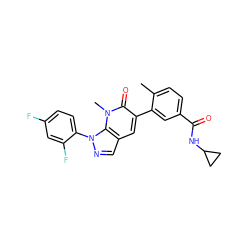 Cc1ccc(C(=O)NC2CC2)cc1-c1cc2cnn(-c3ccc(F)cc3F)c2n(C)c1=O ZINC000043200944