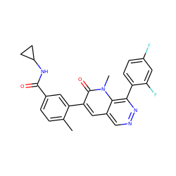 Cc1ccc(C(=O)NC2CC2)cc1-c1cc2cnnc(-c3ccc(F)cc3F)c2n(C)c1=O ZINC000064416728