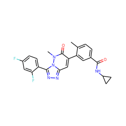 Cc1ccc(C(=O)NC2CC2)cc1-c1cc2nnc(-c3ccc(F)cc3F)n2n(C)c1=O ZINC000073198083