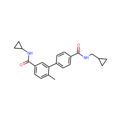 Cc1ccc(C(=O)NC2CC2)cc1-c1ccc(C(=O)NCC2CC2)cc1 ZINC000003961852