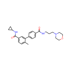 Cc1ccc(C(=O)NC2CC2)cc1-c1ccc(C(=O)NCCCN2CCOCC2)cc1 ZINC000040917283