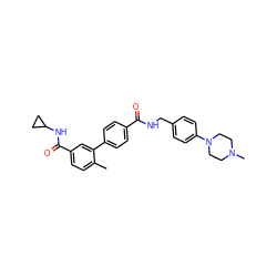 Cc1ccc(C(=O)NC2CC2)cc1-c1ccc(C(=O)NCc2ccc(N3CCN(C)CC3)cc2)cc1 ZINC000040408858