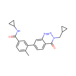 Cc1ccc(C(=O)NC2CC2)cc1-c1ccc2c(=O)n(CC3CC3)nnc2c1 ZINC000040974802