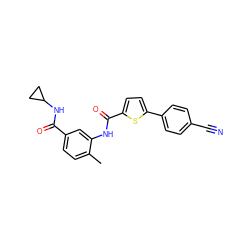 Cc1ccc(C(=O)NC2CC2)cc1NC(=O)c1ccc(-c2ccc(C#N)cc2)s1 ZINC000096927953