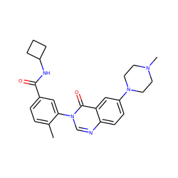 Cc1ccc(C(=O)NC2CCC2)cc1-n1cnc2ccc(N3CCN(C)CC3)cc2c1=O ZINC000084651928