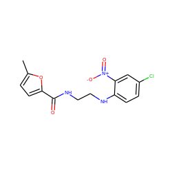 Cc1ccc(C(=O)NCCNc2ccc(Cl)cc2[N+](=O)[O-])o1 ZINC000004974046