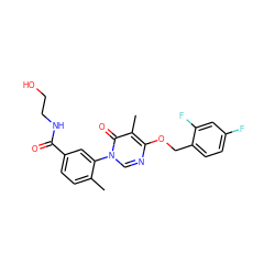 Cc1ccc(C(=O)NCCO)cc1-n1cnc(OCc2ccc(F)cc2F)c(C)c1=O ZINC000072176604