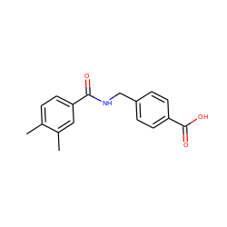 Cc1ccc(C(=O)NCc2ccc(C(=O)O)cc2)cc1C ZINC000013091885