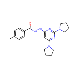 Cc1ccc(C(=O)NNc2cc(N3CCCC3)nc(N3CCCC3)n2)cc1 ZINC000000842943